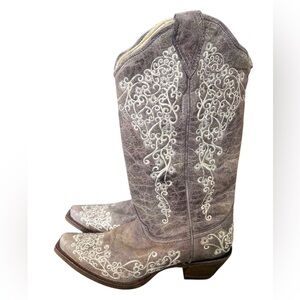 Corral Women’s Crater With Bone Embroidery Western Boots - Snip Toe